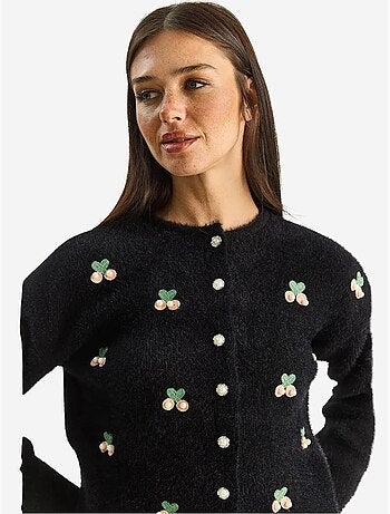 Cardigan ricamato con bottoni lucci