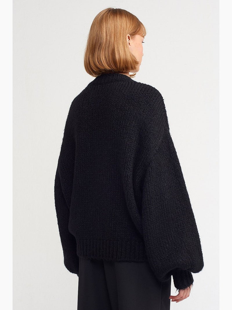 Cardigan ricamato con scollo a v e bottoni dilvin Nero - Kiabi