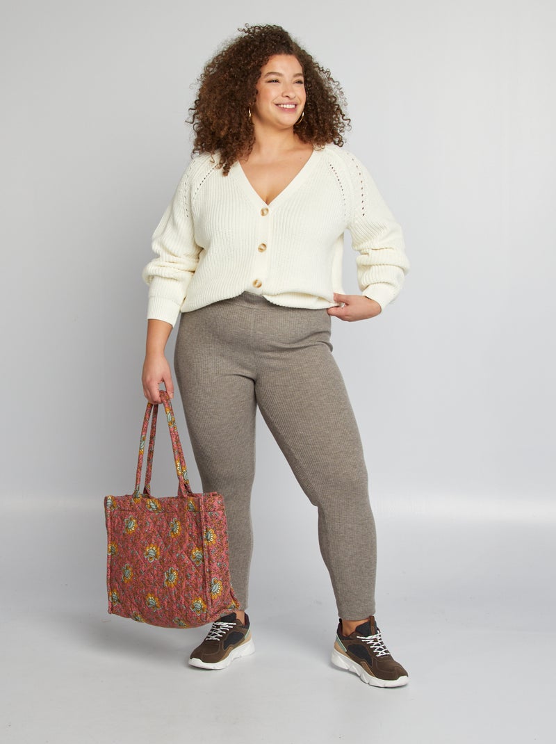 Cardigan scollo a V a maglia grossa BIANCO - Kiabi