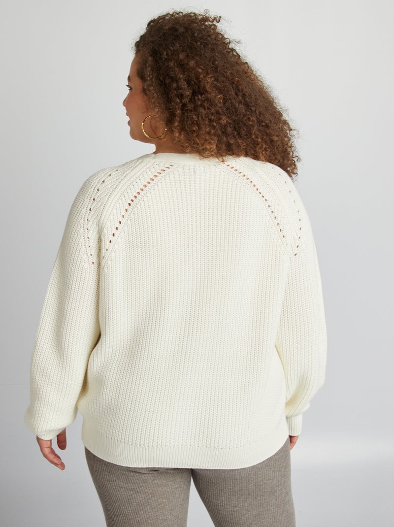 Cardigan scollo a V a maglia grossa BIANCO - Kiabi