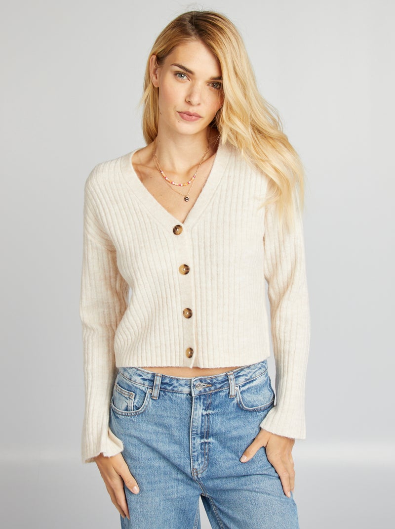 Cardigan scollo a V BEIGE - Kiabi