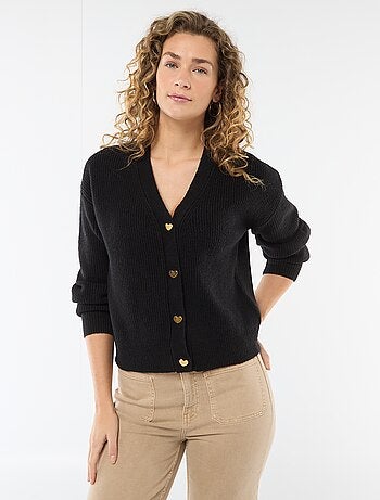 Cardigan scollo a V con bottoni a cuore - San Valentino
