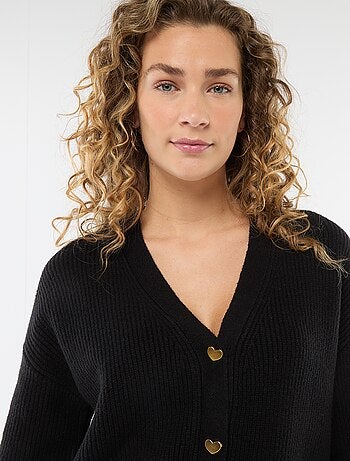 Cardigan scollo a V con bottoni a cuore - San Valentino