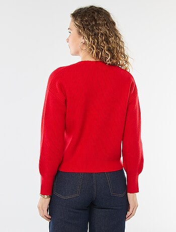 Cardigan scollo a V con bottoni a cuore - San Valentino