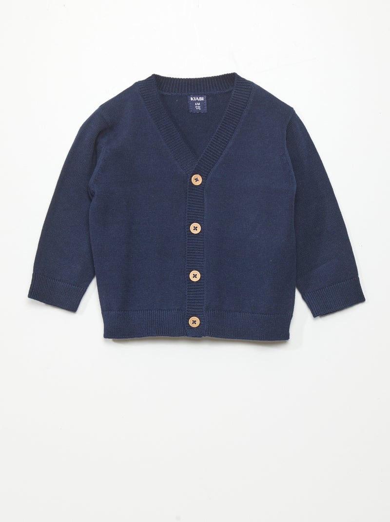 Cardigan scollo a V in maglia leggera Blu marine - Kiabi