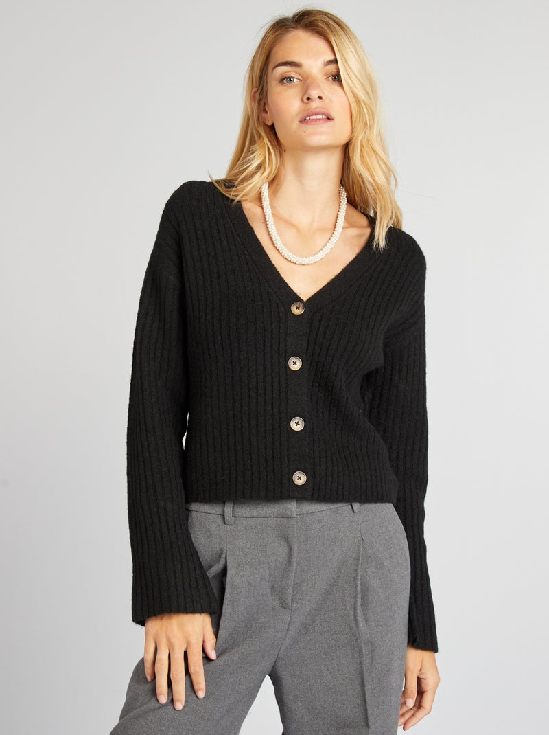 Cardigan scollo a V nero - Kiabi