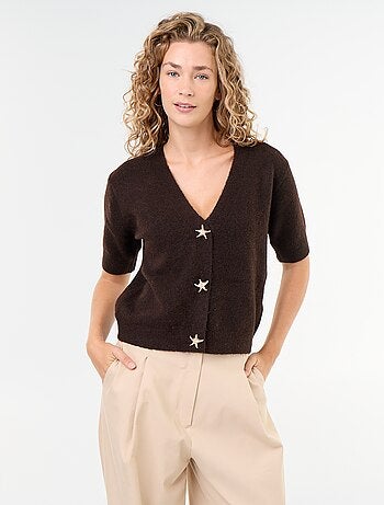 Cardigan scollo a V senza maniche