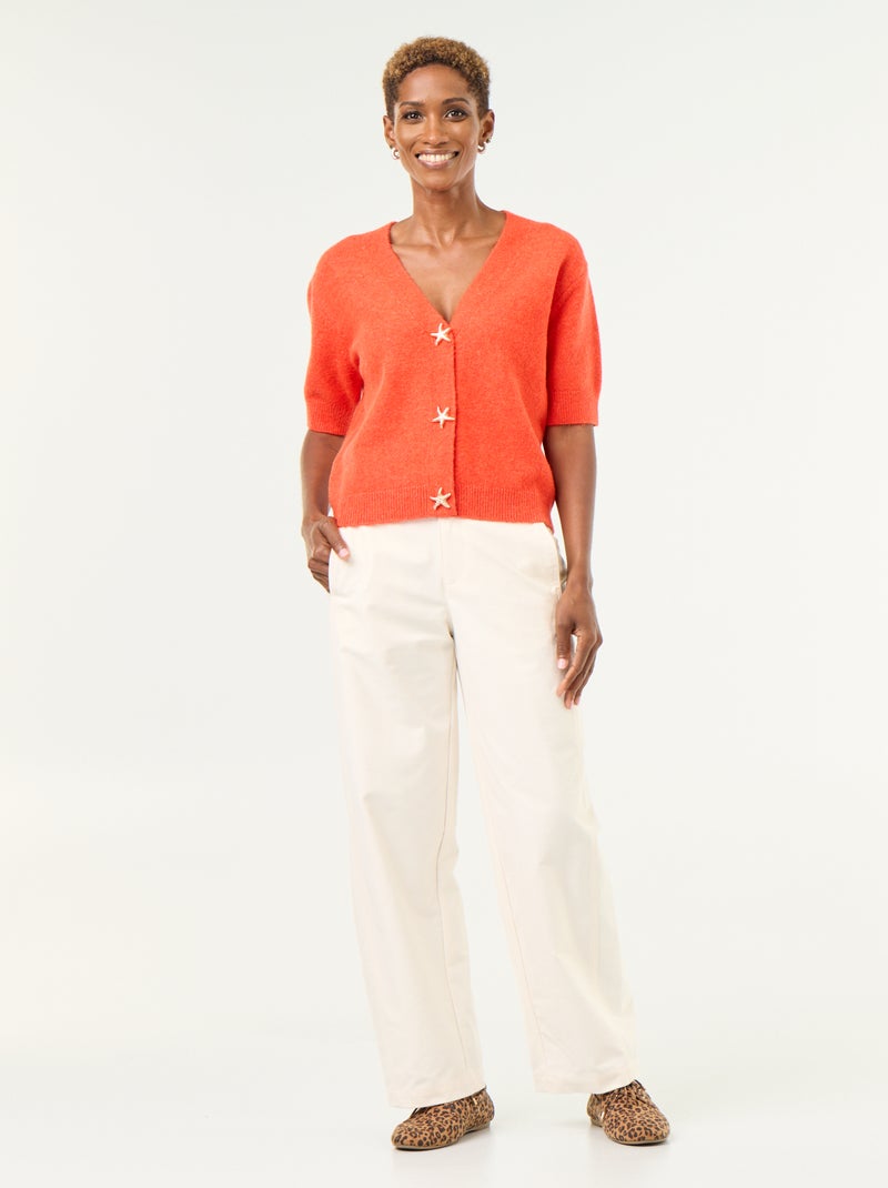 Cardigan scollo a V senza maniche Rosso - Kiabi