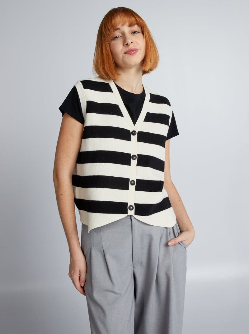Cardigan senza maniche a righe BEIGE - Kiabi