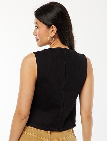 Cardigan senza maniche con apertura annodata