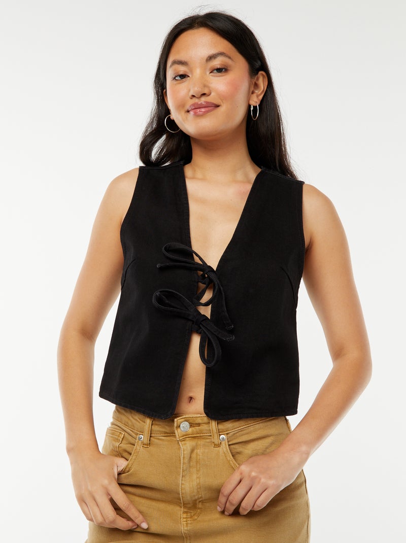 Cardigan senza maniche con apertura annodata Nero - Kiabi
