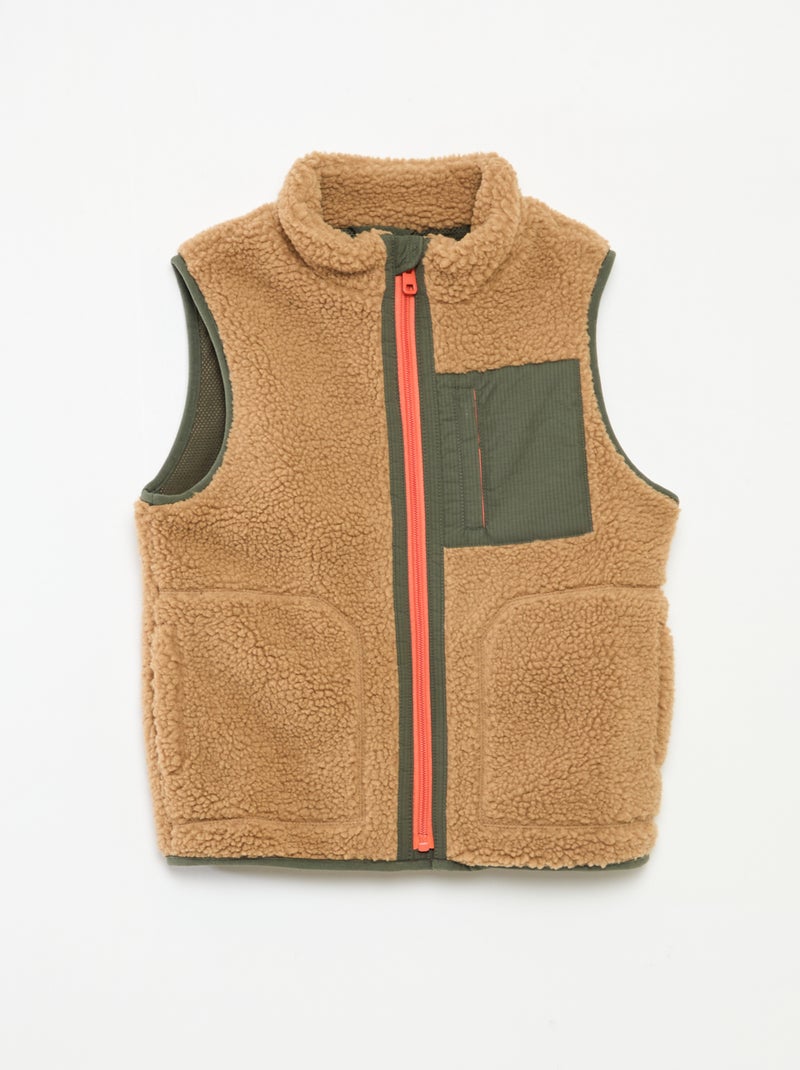 Cardigan senza maniche con effetto montone Beige - Kiabi