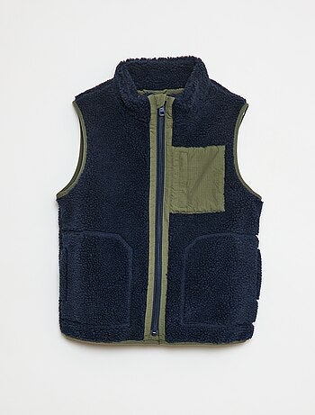 Cardigan senza maniche con effetto montone