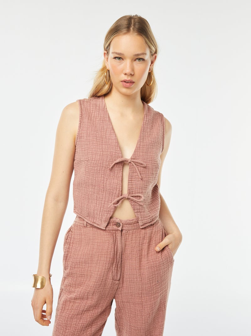 Cardigan senza maniche con laccetti da annodare Rosa - Kiabi