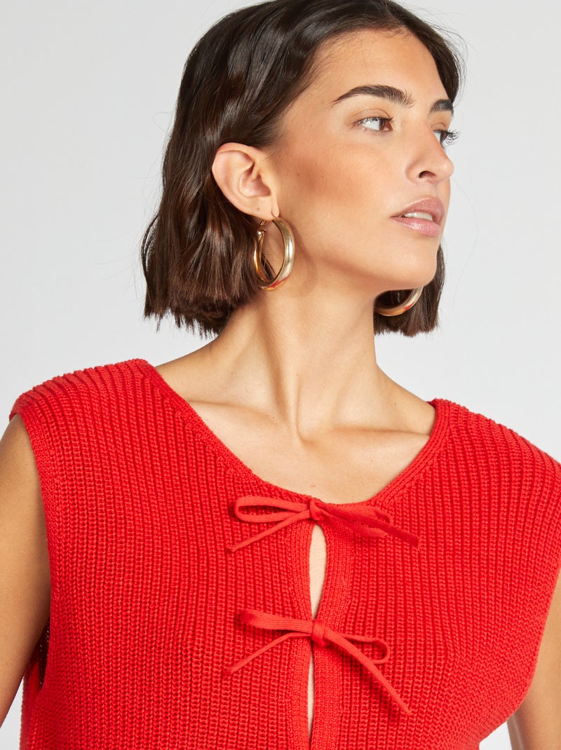 Cardigan senza maniche con laccetti da annodare rosso - Kiabi