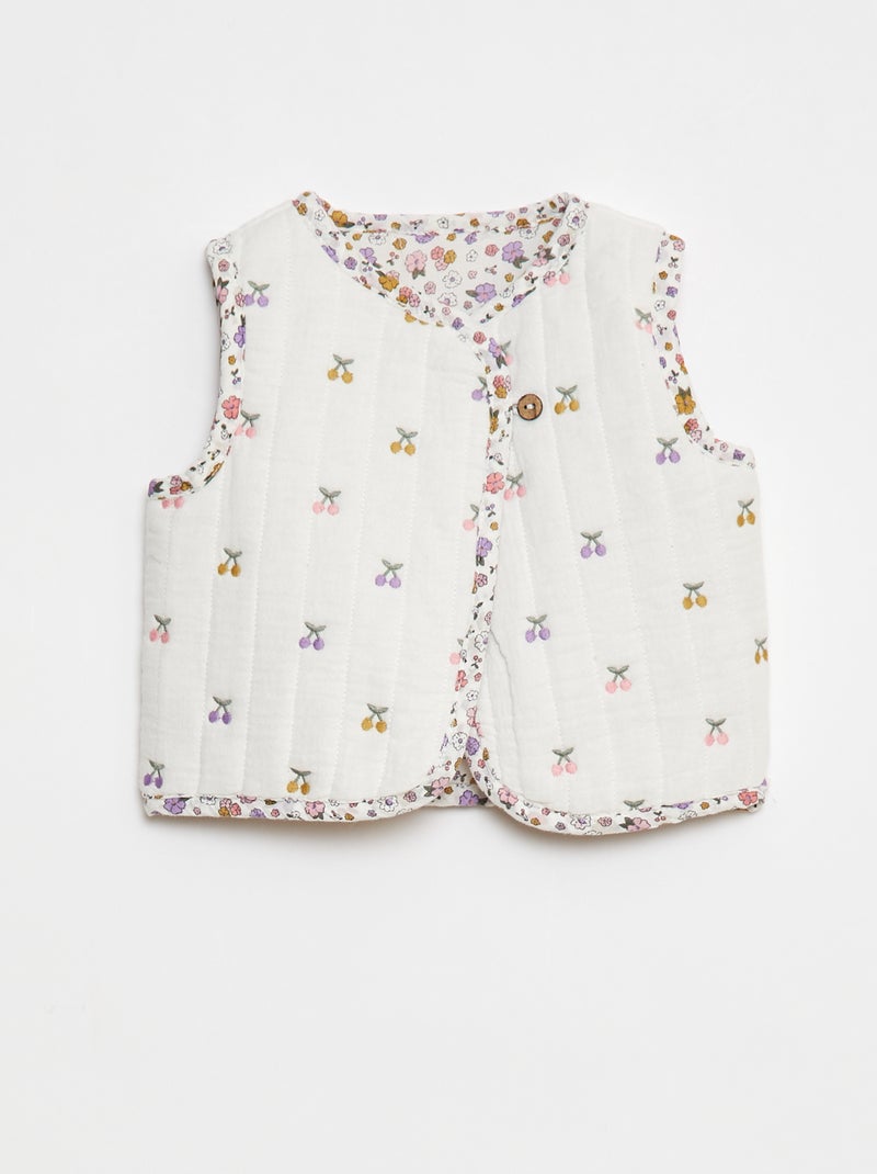 Cardigan senza maniche con motivo floreale Bianco - Kiabi