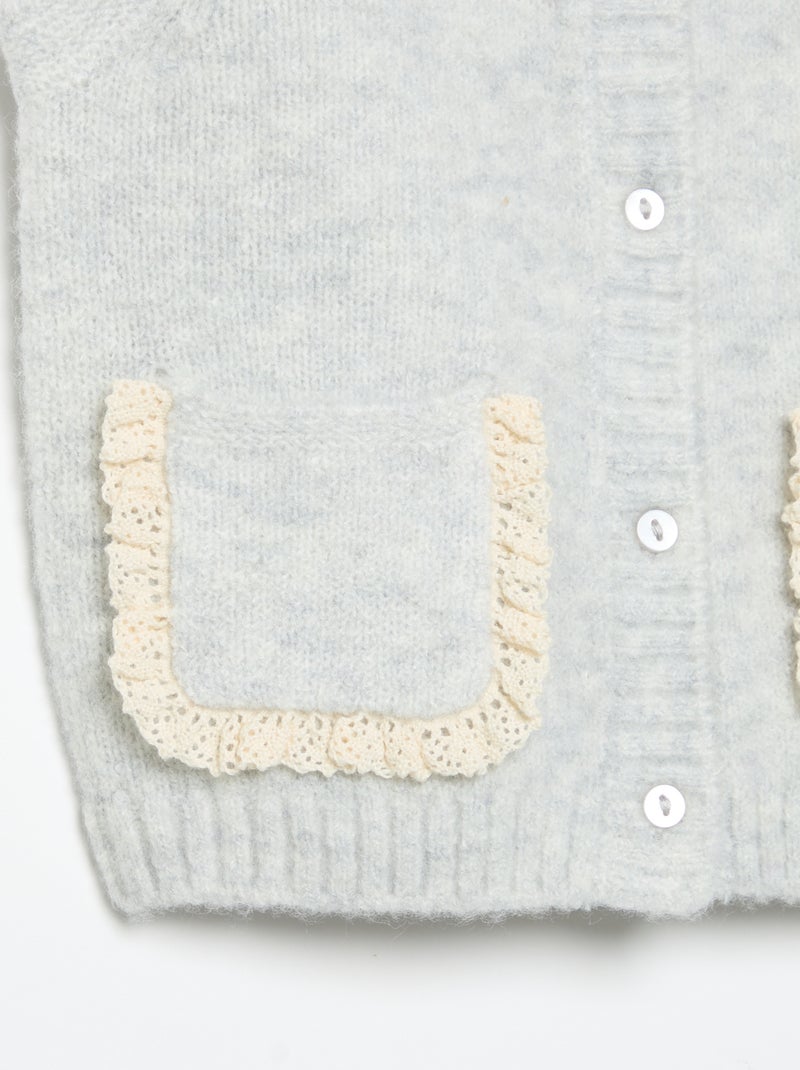 Cardigan senza maniche con tasche ricamate Grigio - Kiabi