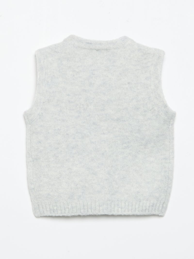 Cardigan senza maniche con tasche ricamate Grigio - Kiabi