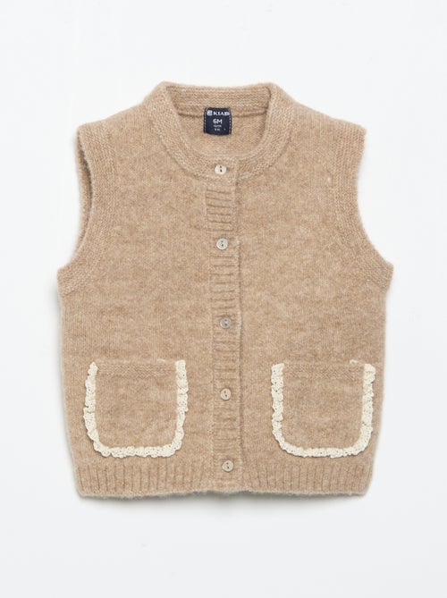 Cardigan senza maniche con tasche ricamate - Kiabi