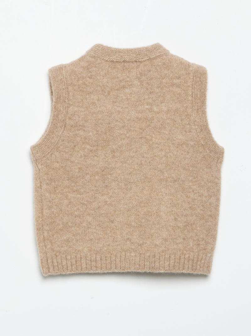 Cardigan senza maniche con tasche ricamate Marrone - Kiabi
