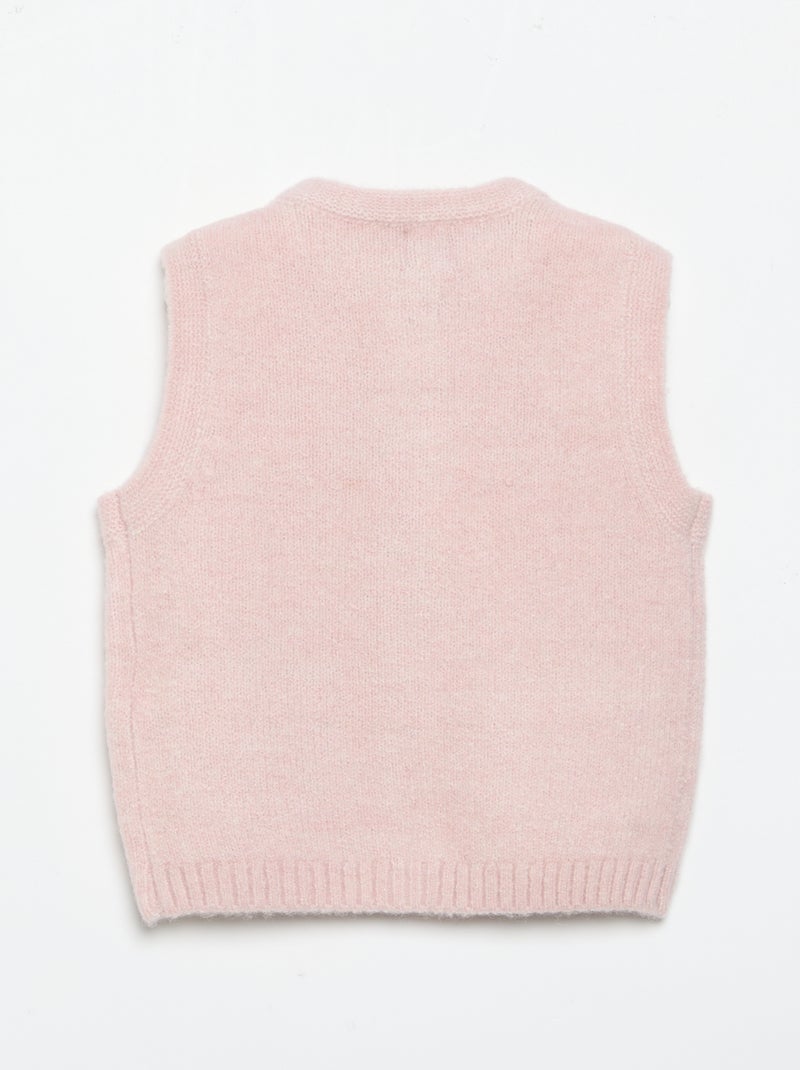 Cardigan senza maniche con tasche ricamate Rosa - Kiabi
