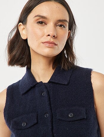 Cardigan senza maniche con tasche sul petto