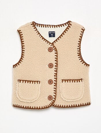 Cardigan senza maniche effetto montone