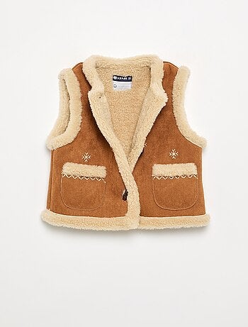 Cardigan senza maniche effetto montone