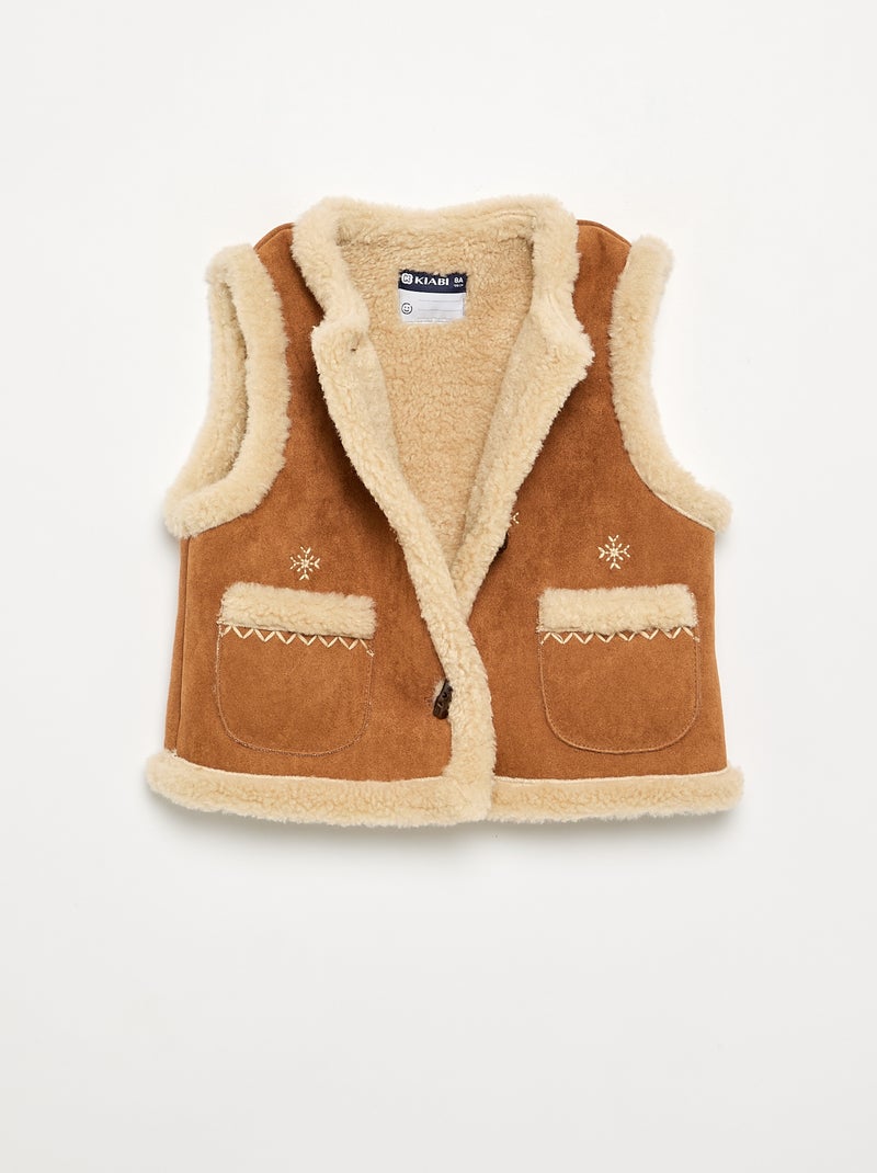 Cardigan senza maniche effetto montone Marrone - Kiabi