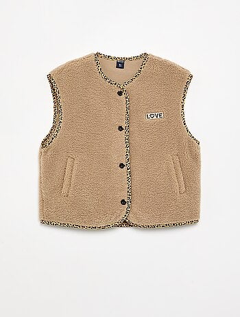 Cardigan senza maniche effetto pelliccia