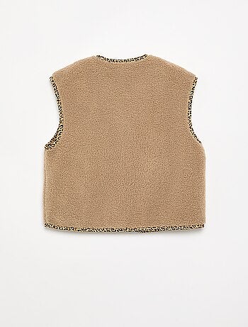Cardigan senza maniche effetto pelliccia