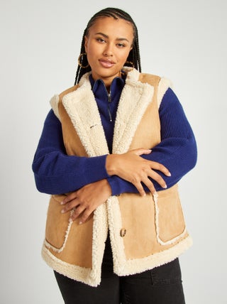 Cardigan senza maniche effetto shearling