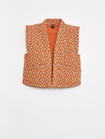 Cardigan senza maniche imbottito e stampato