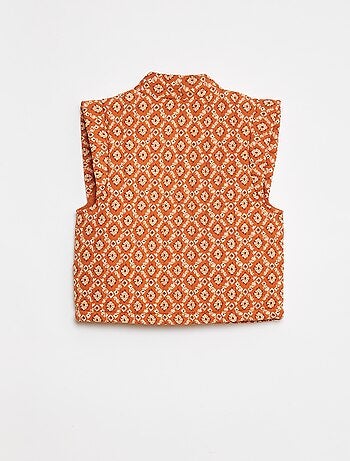 Cardigan senza maniche imbottito e stampato