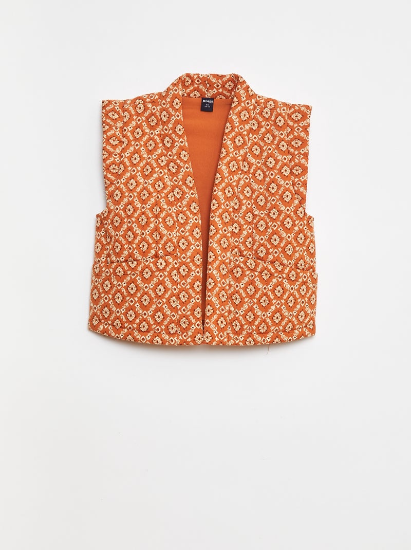 Cardigan senza maniche imbottito e stampato Marrone - Kiabi