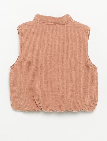 Cardigan senza maniche in doppia garza di cotone
