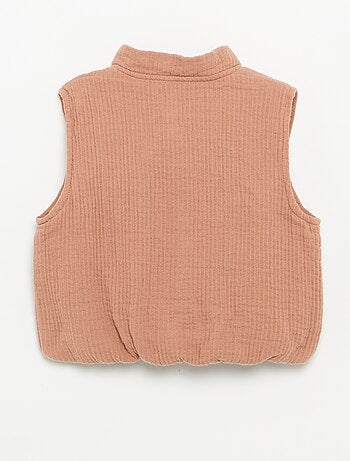 Cardigan senza maniche in doppia garza di cotone