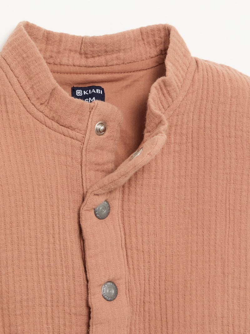 Cardigan senza maniche in doppia garza di cotone Marrone - Kiabi