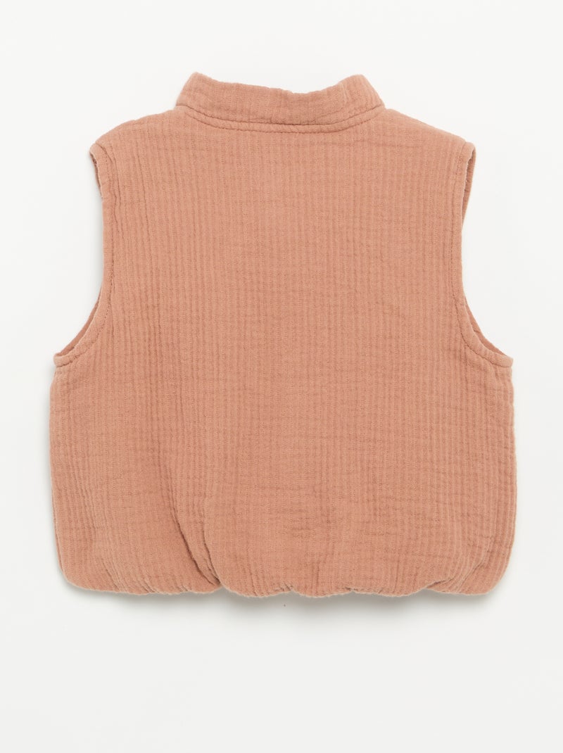 Cardigan senza maniche in doppia garza di cotone Marrone - Kiabi
