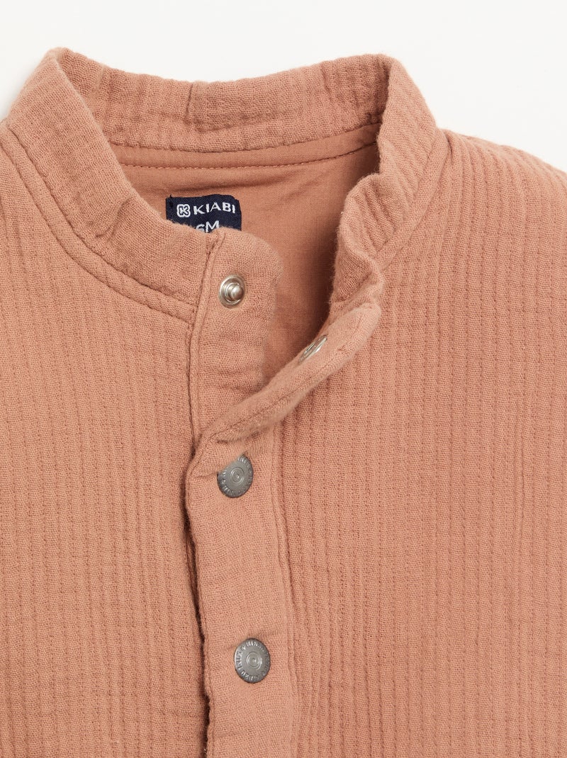 Cardigan senza maniche in doppia garza di cotone Marrone - Kiabi