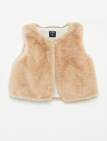 Cardigan senza maniche in finta pelliccia