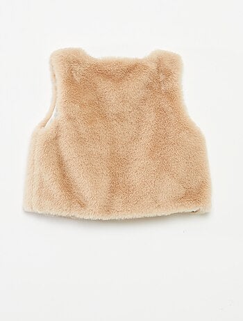 Cardigan senza maniche in finta pelliccia