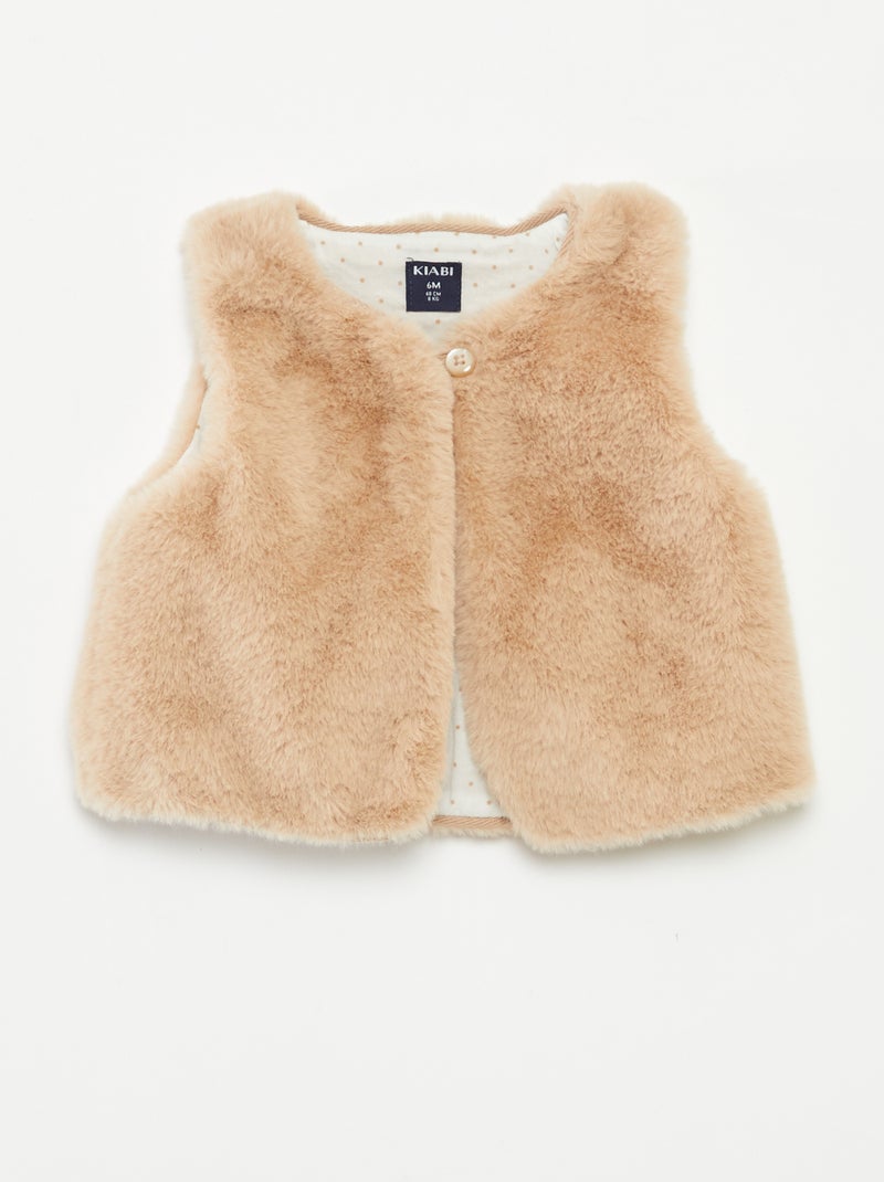 Cardigan senza maniche in finta pelliccia Beige - Kiabi