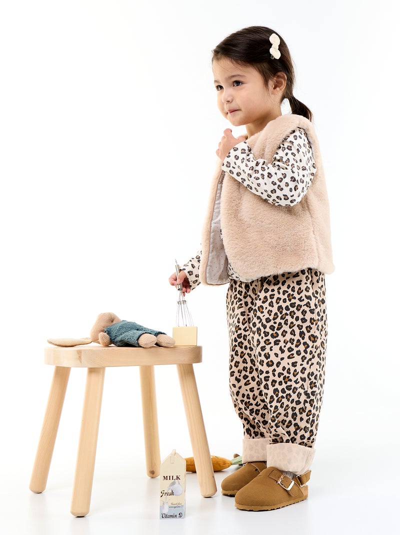 Cardigan senza maniche in finta pelliccia Beige - Kiabi