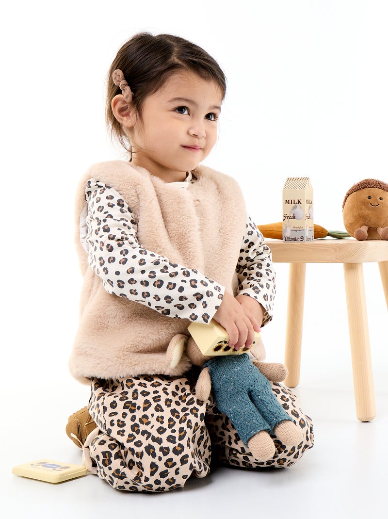 Cardigan senza maniche in finta pelliccia Beige - Kiabi