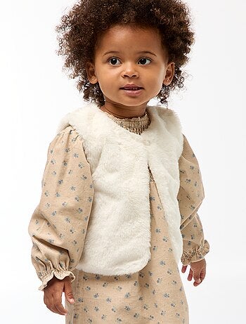 Cardigan senza maniche in finta pelliccia