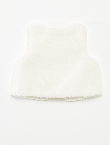 Cardigan senza maniche in finta pelliccia