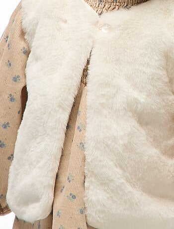 Cardigan senza maniche in finta pelliccia