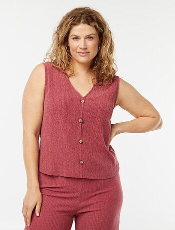Cardigan senza maniche in maglia goffrata