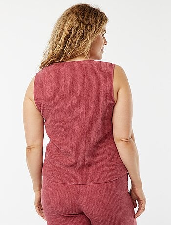 Cardigan senza maniche in maglia goffrata